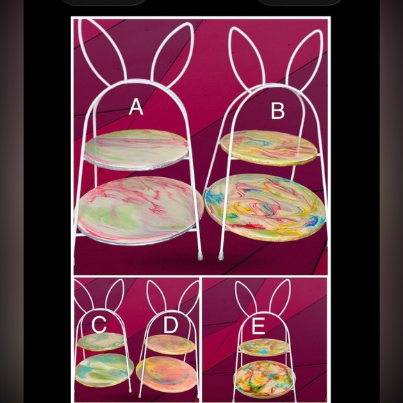 Handmade Other - Buy It Now White Metal Bunny Charcuterie Swirl Plate Set NEW